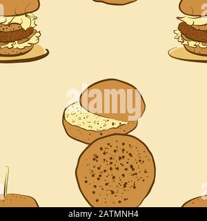 Nahtloses Muster des skizzierten Brioche-Brötchen. Geeignet für Tapeten oder Dekorationen in beliebiger Größe. Handgezeichnete Vektorgrafiken Stock Vektor