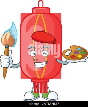 Das elegante chinesische Maskottchen mit Pinsel für den traditionellen Papiermaler Stock Vektor