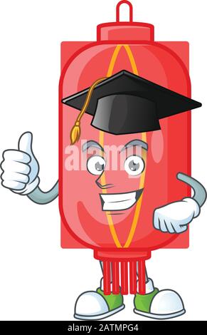 Glücklich und stolz auf traditionelles chinesisches Papier, das einen schwarzen Abschlusshut trägt Stock Vektor