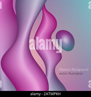 Abstrakter flüssiger Hintergrund, blauer und rosafarbener Verlauf. Vektorgrafiken Stock Vektor
