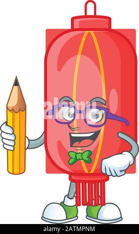 Ein Bild des traditionellen chinesischen Papiercharakters von Student mit Bleistift Stock Vektor