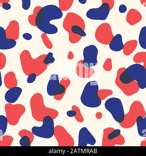 Abstrakte Handdrawn Bunte Überlagerte Flecken Camo Tierhaut Vektor Nahtloses Muster. Organische Bruchstücke. Terrazzo-Marken. Geo Texture inNautical Red a Stock Vektor