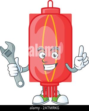 Smart Mechanic chinesisch traditionelles Cartoon-Zeichendesign in Papier Stock Vektor