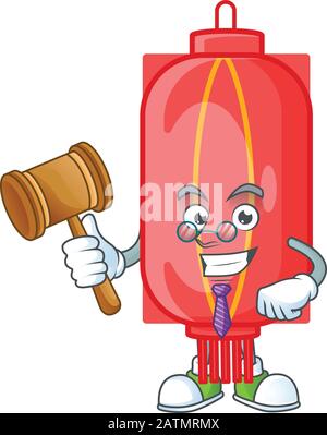 Smart Judge chinese traditionelles Papier im Maskottchen Cartoon-Charakter-Stil Stock Vektor