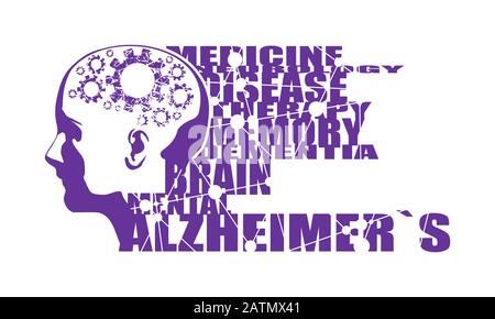 Abbildung: ein Kopf mit Gehirn Stock Vektor