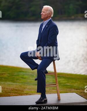 23. August 2019, Loon Lake Campground & Function Lodge, Newport, New Hampshire, USA: Demokratischer Präsidentschaftskandidat der ehemalige Vizepräsident Joe Biden Wahlkampf in Loon Lake Campground & Function Lodge. Stockfoto