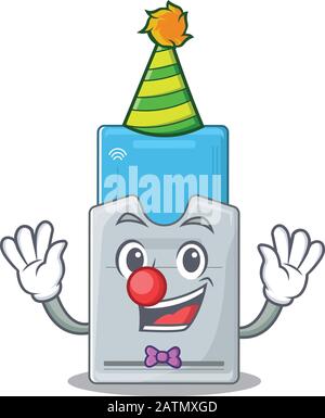 Lustiger Clown Key Card Cartoon-Charakter Maskottchen Design Stock Vektor