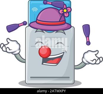Smart Key Card Cartoon Character Design Playing Juggling Stock Vektor