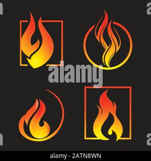 Einfaches Licht kreativ gefährliche Energie Flamme brennt Feuer Symbol isoliert Vektor brennend Gefahren lodernde Aufkleber Illustration Stock Vektor