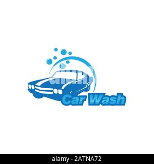 Carwash Logo auf weißem Hintergrund. Vektor Emblem für die Reinigung Dienstleistungen. Stock Vektor