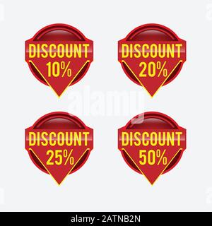 Bänder flach isoliert, Etiketten, Aufkleber, Tags, Rabatt, Symbolvektorabbildung Stock Vektor