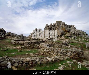 Castro von Baroña. Eiszeitliche Siedlung, 1. Jahrhundert v. Chr. - 1. Jahrhundert n. Chr. Galicien, Provinz La Coruña, Spanien. Stockfoto