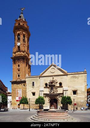 Blick auf die Kirche San Sebastian (Iglesia San Sebastian), Antequera, Spanien. Stockfoto