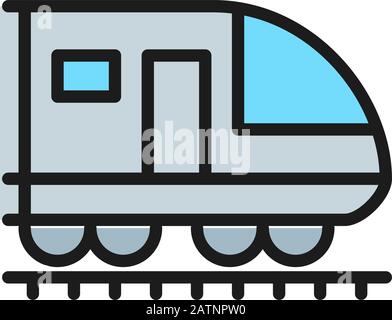 Zug, U-Bahn, Lok, Eisenbahn-Flachbandsymbol. Stock Vektor