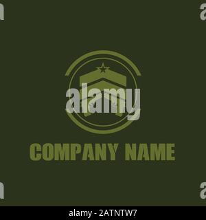 Logo und Abzeichen für militärische und gepanzerte Fahrzeuge. Grafische Vorlage. Vektorgrafiken Stock Vektor