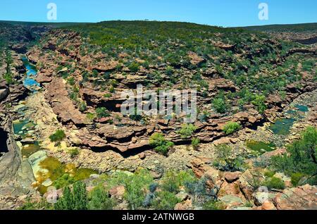 Australien, Kalbarri National Park, Murchison River vom Z-Bend Lookout Stockfoto