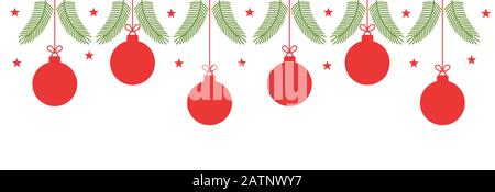 Weihnachten rot baumelt Verzierungen Rand. Vektorgrafiken. Stock Vektor