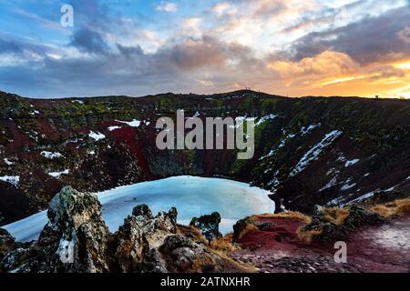 Kerith Krater in Island Naturwunder Abenteuer auf Island Stockfoto