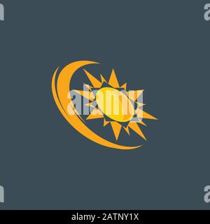 Sun Vector isoliertes Design mit Sommersymbol. Vektor-gelbes Sonnensymbol. Vektor-Sonne-Sonnenelement. Symbol für Sonnenwetter-Symbol Vektor Sonnenlogo isoliertes Symbol Stock Vektor