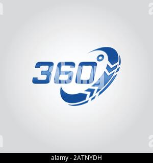 360 Grad Icon Vector Designvorlage 360 Grad modernes Firmenlogo mit bunten Kreislinien Stock Vektor