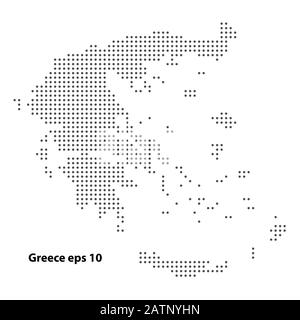 Griechenland Karte gepunktete Vektorhintergrund. Abbildung für Technologiedesign oder Infografiken. Isoliert auf weißem Hintergrund. Darstellung des Bewegungsvektors Stock Vektor