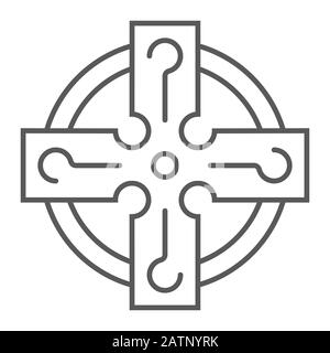 Celtic Cross Thin Line Icon, ST patrick's Day and Holiday, celtic Ornament Sign, Vektorgrafiken, ein lineares Muster auf weißem Hintergrund, eps 10. Stock Vektor