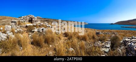 Das Alte Griechenland. Heiligtum und Sterbeorakel von Poseidon Tainarios, öffentliche archäologische Stätte, Griechenland Stockfoto