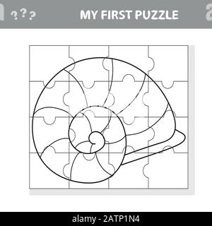 Kinder unterhaltsames Spiel mit einem Puzzleteil in einer Vektordarstellung des marinen Lebens - mein erstes Puzzle- und Farbbuch Stock Vektor