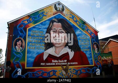 Wandbild Bobby Sands, Belfast, Nordirland/Nordirland (nur fuer redaktionelle Verwendung. Keine Werbung. Referenzdatenbank: http://www.360-berlin. Stockfoto