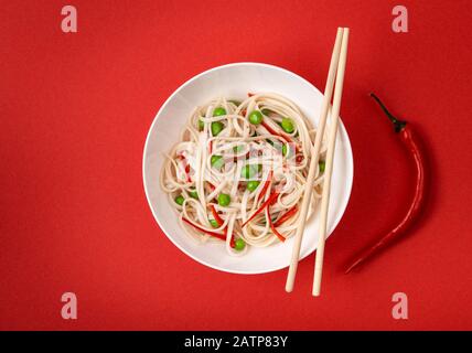 Asiatische vegetarische Nudeln Stockfoto