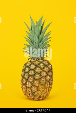 Ananas auf gelbem Hintergrund Stockfoto