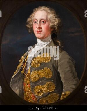 William Cavendish, Marquess of Hartington (1720–1764), später 4. Duke of Devonshire und Premierminister von Großbritannien 1756–1757, Porträtgemälde von William Hogarth, 1741 Stockfoto