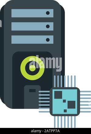 Prozessorchip mit Server-Tower-Gerätetechnologie Stock Vektor