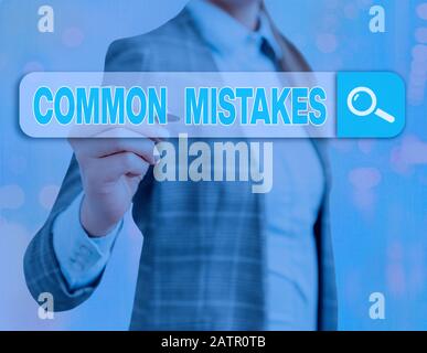 Text zeichen Häufige Fehler angezeigt. Business Foto text Aktionen, oft synonym mit Fehler verwendet werden. Stockfoto