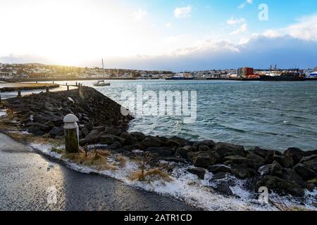 Hafnarfjordur Hafenbucht Stadtzentrum in Island Stockfoto