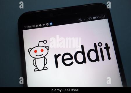 Reddit-Logo auf Smartphone Stockfoto