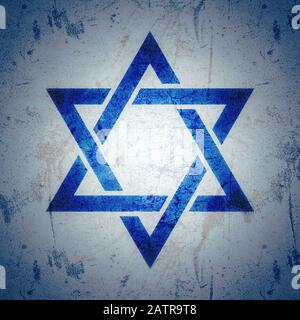 "Magen David" (Der Schild Davids oder der Davidstern oder das Siegel Salomos), das jüdische Hexagramm. Traditionelles hebräisches Zeichen. Stockfoto