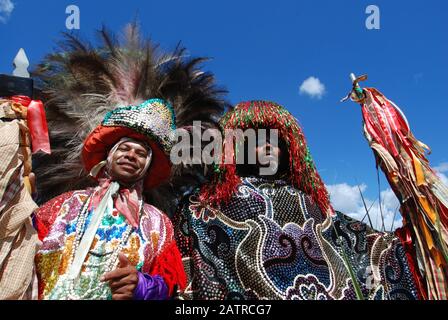Alliance / Pernambuco / Brasilien. Februar 2008. Traditionelle "Maaracatus"-Parade während Karnevalstagen, in der Nordostlandschaft. Stockfoto