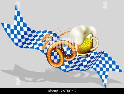 Oktoberfesthintergrund mit Bier und Banner Stock Vektor