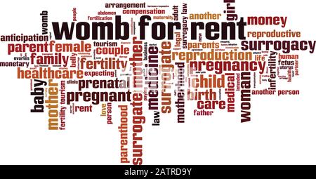Womb for Rent Word Cloud Konzept. Collage aus Worten über Gebärmutter zur Miete. Vektorgrafiken Stock Vektor