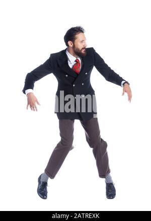 Lustige Leute, die Spaß haben, lindy Hop Swing zu tanzen. Stockfoto