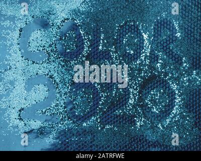 Gestaltetes Banner getönt mit klassischer blauer Trendfarbe 2020 mit einer Aufschrift. Trendige Farbe Stockfoto