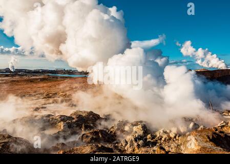 Gunnuhver Hot Springs, Halbinsel Reykjanes; Island Stockfoto