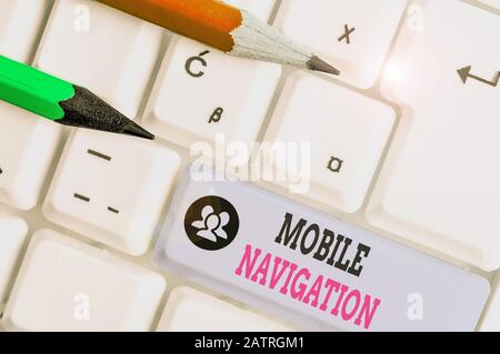 Schreiben Hinweis Übersicht Mobile Navigation. Business Konzept für grafische Benutzeroberfläche verwendet, um das Fahrzeug Unterstützung des Fahrers Stockfoto