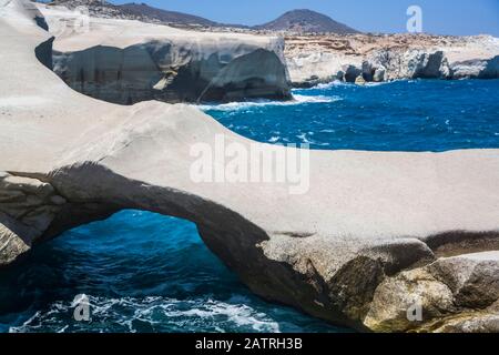 Sarakiniko Strand; Milos Insel, Kykladen, Griechenland Stockfoto