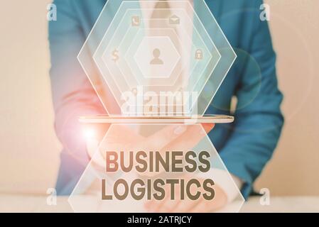 Handschriftertext Business Logistics. Konzeptfoto zur Materialbeschaffung und -Verwaltung Stockfoto