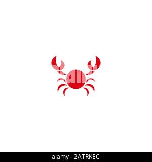 Rotes Krabben-Logo mit geometrischem Design. SEA Life Sign. Vector Simple Icon Stock Vektor