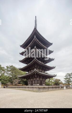 Gojū-no-tō fünfstöckige Pagode, Kōfuku-JI buddhistischer Tempel, Nara, Japan Stockfoto