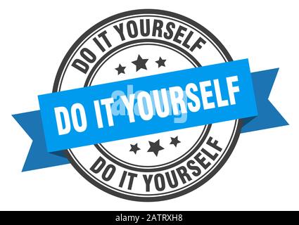 Tun Sie es selbst, beschriften Sie es selbst. machen Sie es sich selbst mit einem Bandschild. Nehmen Sie es selbst fest Stock Vektor