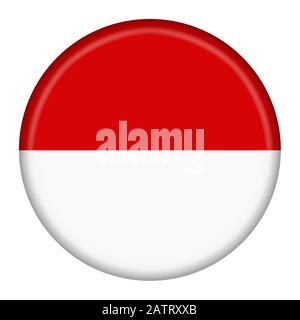 Eine Abbildung der Schaltfläche mit der Flagge Indonesiens mit Beschneidungspfad Stockfoto